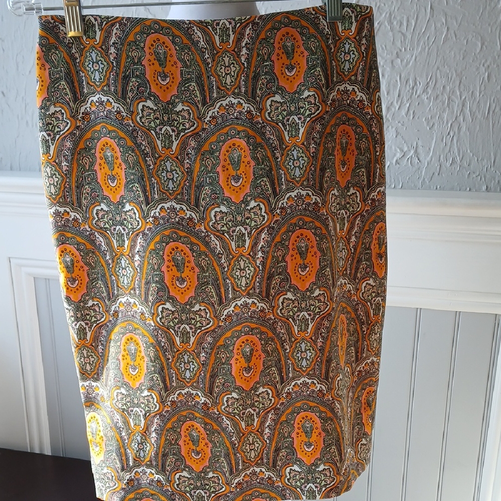 Paisley Print Orange Skirt